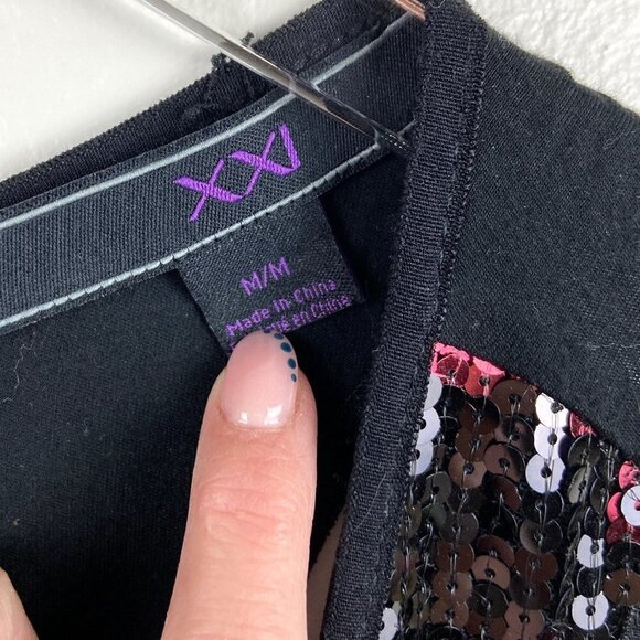 Y2K Forever 21 | Black Red Sequin Racerback Tank Sleeveless - Picture 3 of 6